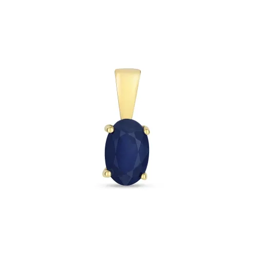6X4mm Oval Sapphire Claw Set Pendant 9ct Gold